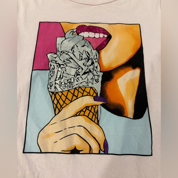 Guess Women’s Graphic Ice Cream Print Pink T-Shirt - M - Picture 4 of 7